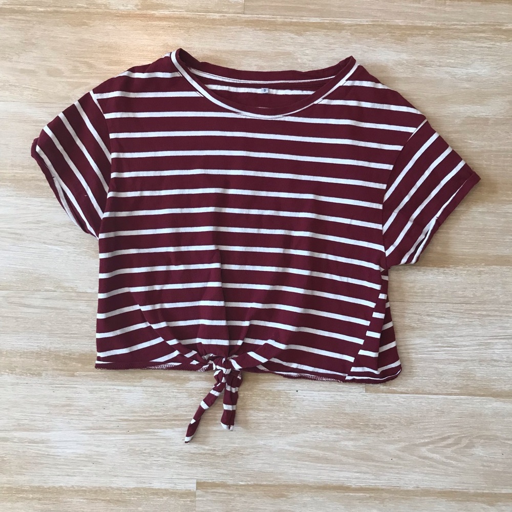 Basic red and white striped crop top